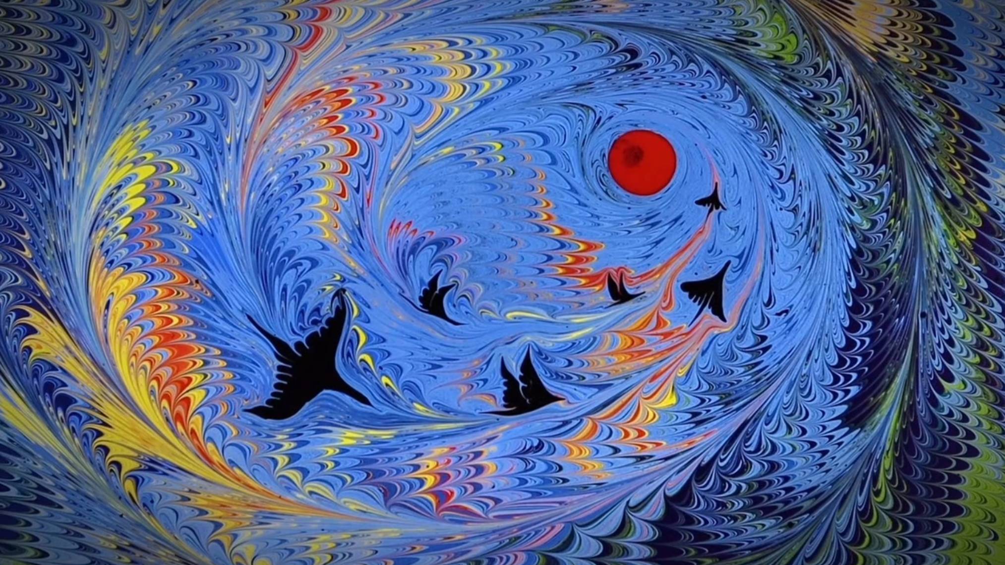 Времена года. Эбру шоу. Техника рисования на воде, эбру. смотреть онлайн