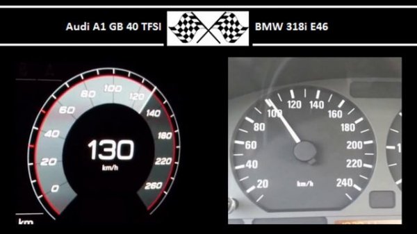 Audi A1 GB 40 TFSI VS. BMW 318i E46 - Acceleration 0-100km/h