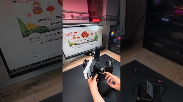 Setup combo quay pin vmount + monitor + đèn led #camera #cage #led смотреть онлайн