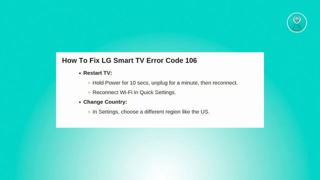 How To Fix LG Smart TV Error Code 106 смотреть онлайн
