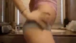 Sexy teen girl dancing in bathroom in underwear