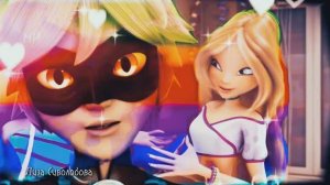 Винкс Флора и Супер Кот . за окном девочка в бежовом платьице