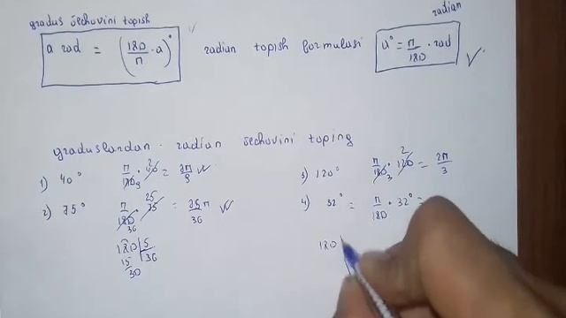 9 Sinf Matematika.Trigonometriya Elementlari Burchakning Radian O'lchovi.
