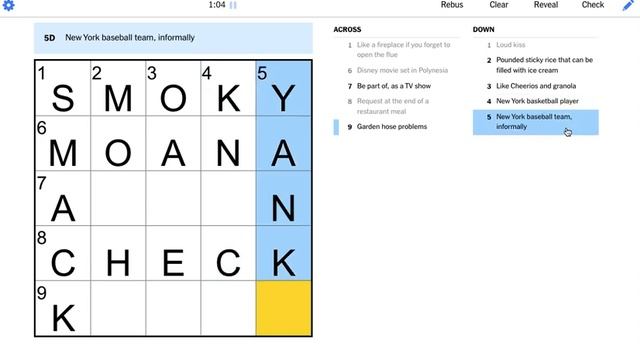 Today's New York Times NYT Mini Crossword 6 January 2023 solved answer смотреть онлайн