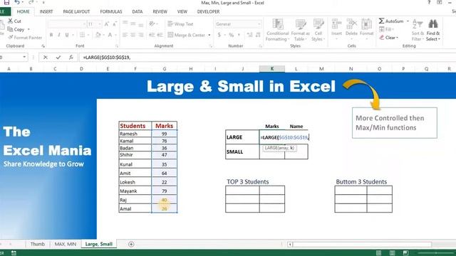 Apply Large, Max, Small & Min Function in Excel (Eng.) | Excel for Beginners | Online Excel Trainin смотреть онлайн