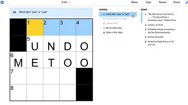 Today's New York Times NYT Mini Crossword 11 April 2022 solved answer смотреть онлайн