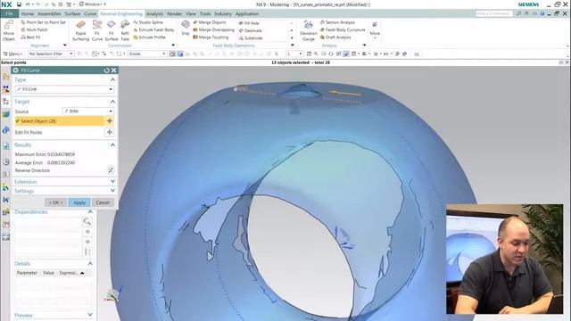 Fit Curves to Scanned Data - NX - Siemens PLM смотреть онлайн