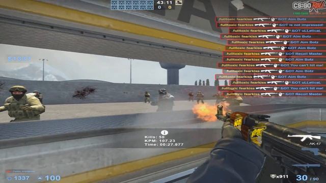 100 КИЛОВ НА AIMBOTZ с AK-47 / 57 секунд смотреть онлайн