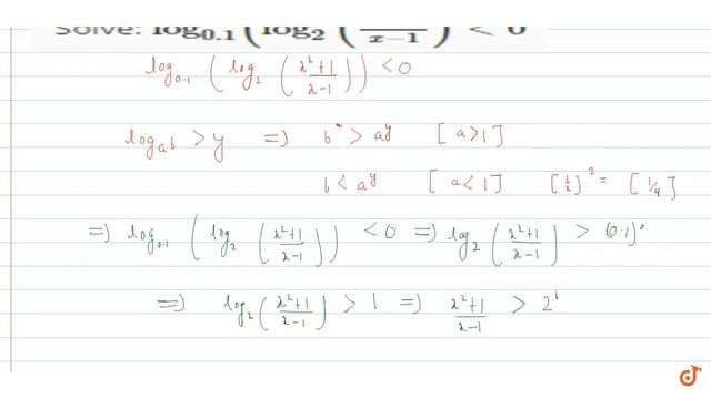 IIT JEE LOGARITHM Solve: `(log)_(0. 1)((log)_2((x^2+1)/(x-1)) lt 0` смотреть онлайн