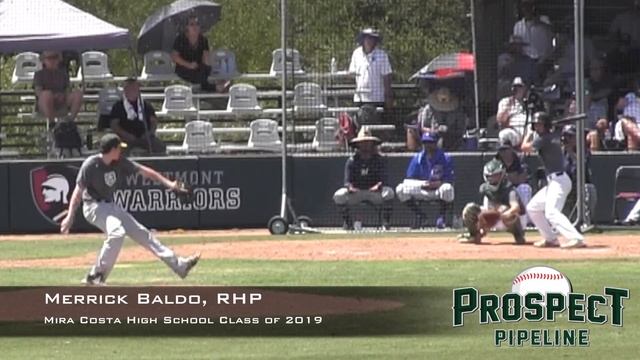 Merrick Baldo Prospect Video, RHP, Mira Costa High School Class of 2019, CF Cam смотреть онлайн