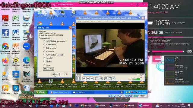 Man punches computer after getting rickrolled has BSOD VM (Windows XP) смотреть онлайн