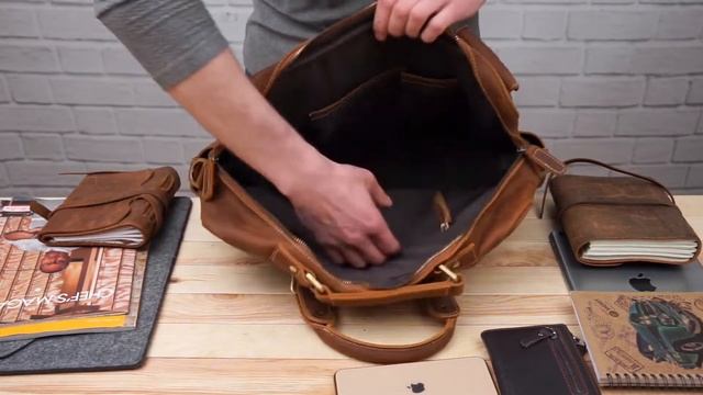 Сумка Vintage 14065 мужская кожаная коричневая - обзор Мистер Воллет смотреть онлайн