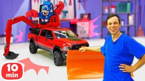 Капитан Америка и супергерои — Гонки и спасательная операция! Видео про машинки для мальчиков