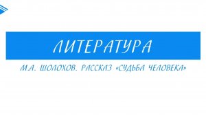9 класс - Литература - М.А. Шолохов. Рассказ Судьба человека