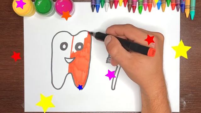 how to draw a tooth step by step easy | как нарисовать зубик пошагово и легко смотреть онлайн