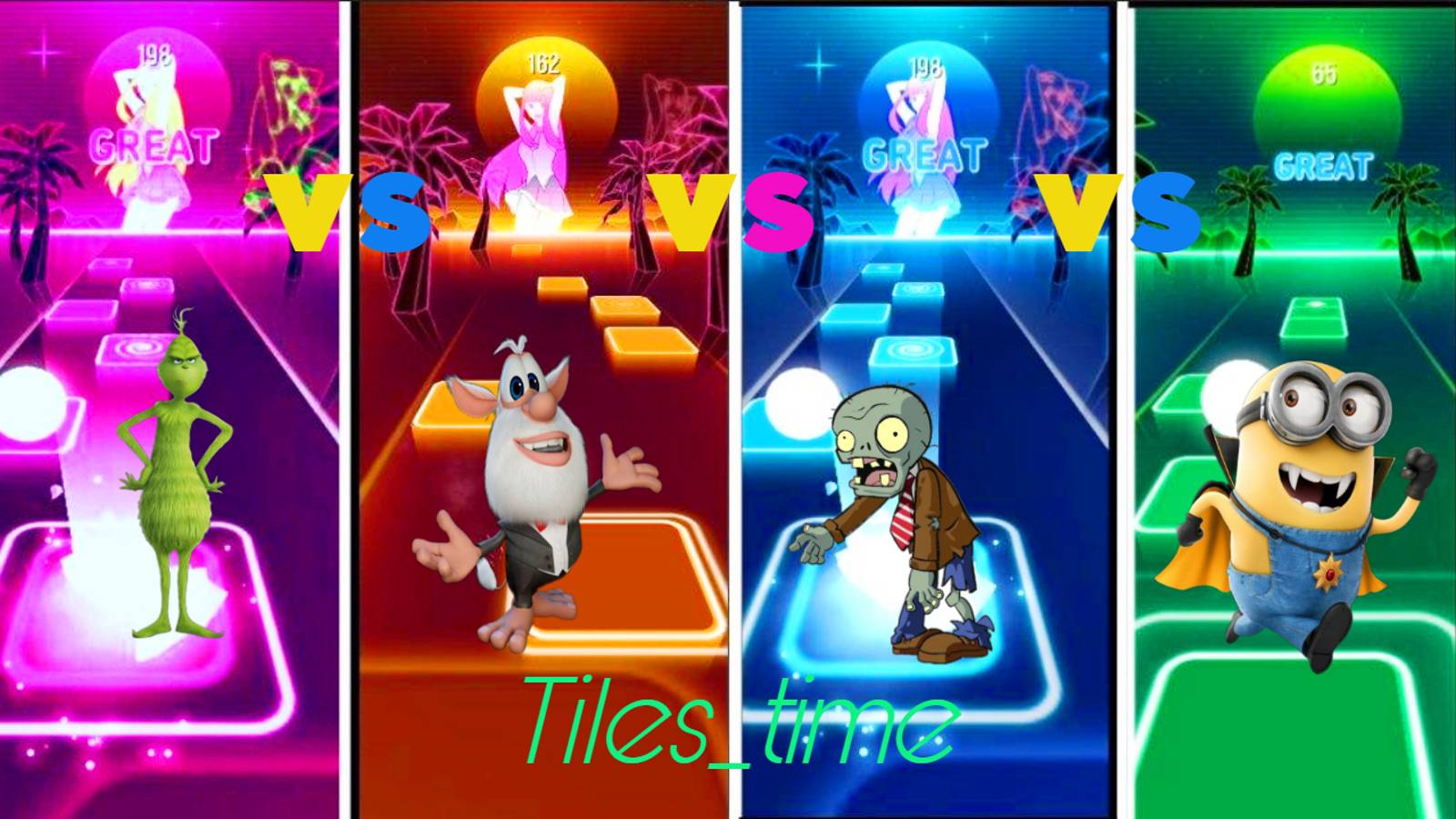 Grinch Vs Boobo Vs Zombie Vs Minions Zombie Tiles_time #tileshop #coffindance