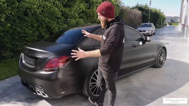 Full Wrap Mercedes C AMG SATIN BLACK Avery Dennison смотреть онлайн
