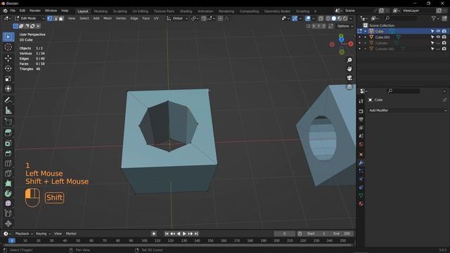 Как вырезать отверстие с помощью Boolean ( Blender ) смотреть онлайн