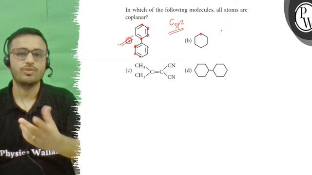 In which of the following molecules, all atoms are coplanar?
(a)
(b... смотреть онлайн