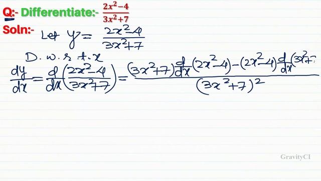 Differentiate (2x^2-4)/(3x^2+7) | Derivative of 2 x square - 4 by 3 x square + 7 | Class 11 смотреть онлайн