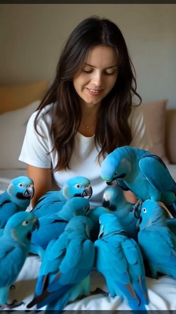 Много голубых попугаев #птицы #попугаи смотреть онлайн