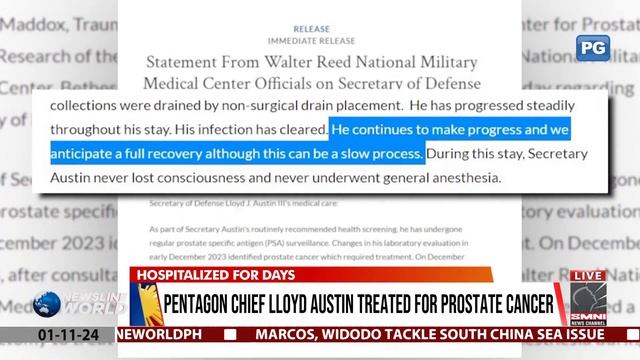 Pentagon Chief Lloyd Austin treated for prostate cancer смотреть онлайн