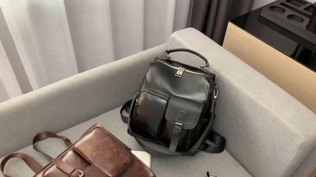 Women Leather School Bags Vintage Backpack Women Big Schoolbag Mochila Feminina Brown Black Backpac смотреть онлайн