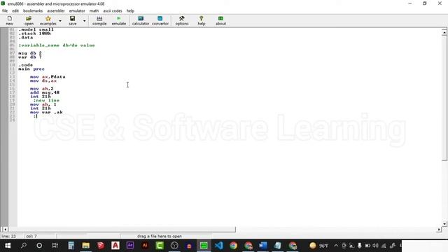 Show output of the given input | How to show the output in assembly language using emu8086 смотреть онлайн