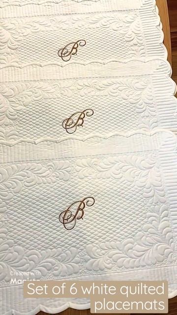 Set of 6 white quilted placemats, table linens, festive dining table setting. Mother’s Day gift. смотреть онлайн
