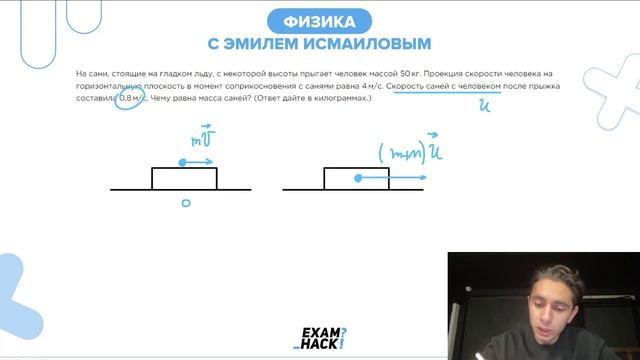 На сани, стоящие на гладком льду, с некоторой высоты прыгает человек массой 50 кг - №22896 смотреть онлайн