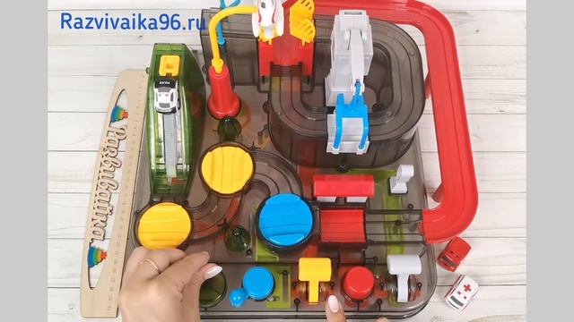 Детский автотрек Отряд спасения с тремя машинками и вертолетом смотреть онлайн