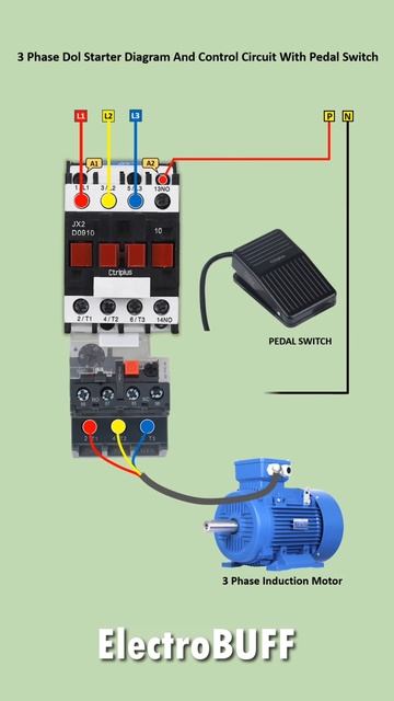 3 Phase DOL Starter Diagram Control Circuit with Foot Pedal Switch and Overload Relay #motor смотреть онлайн