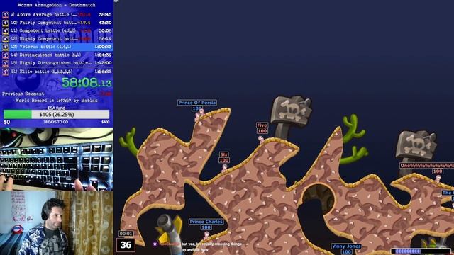 Worms Armageddon (PC) - Deathmatch speedrun in 1:55:54 смотреть онлайн