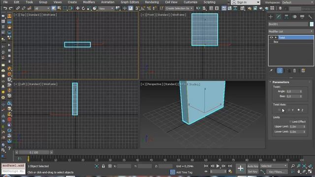 3d max. Модификатор скручивания twist смотреть онлайн