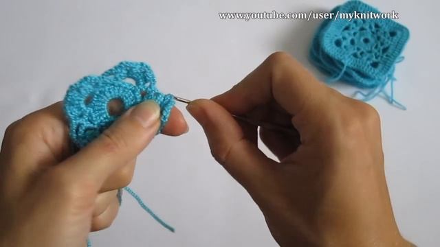 Вязание крючком. Квадратный мотив крючком. Crochet. The square motif crocheted. смотреть онлайн