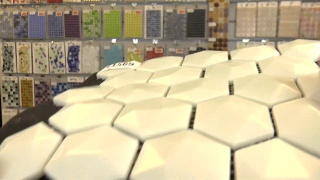 Стеклянная белая матовая шестиугольная мозаика 3D смотреть онлайн