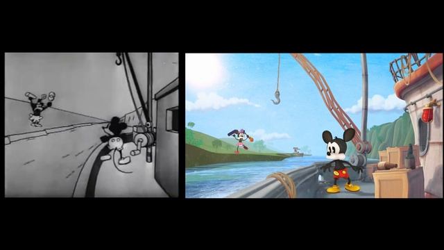 Steamboat Willie Redux 2013 [Full Animated Short] Comparison (STABILIZED BETTER VERSION)
