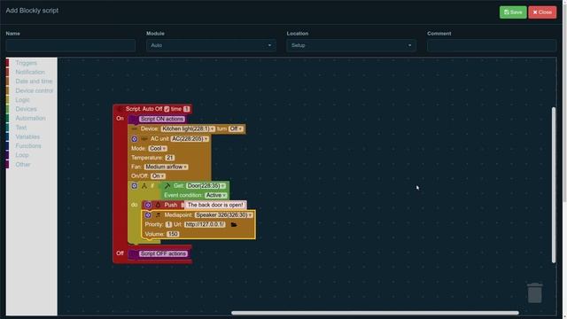 Larnitech script creation tutorial (with the help of Blockly) смотреть онлайн