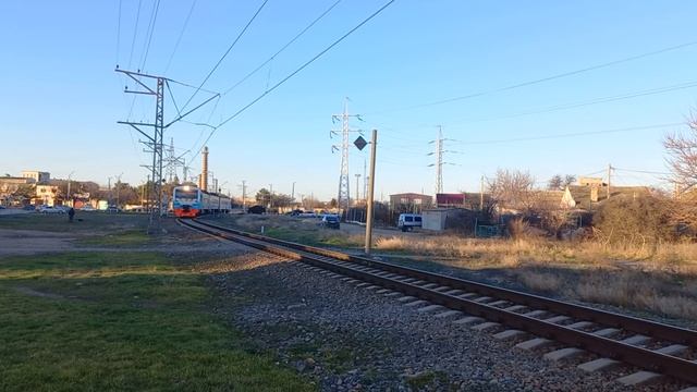 ЭД4М-0496 сообщением Симферополь-Евпатория проследует по перегону Курорт-Товарная! [КЖД 2023 ЯНВАРЬ смотреть онлайн