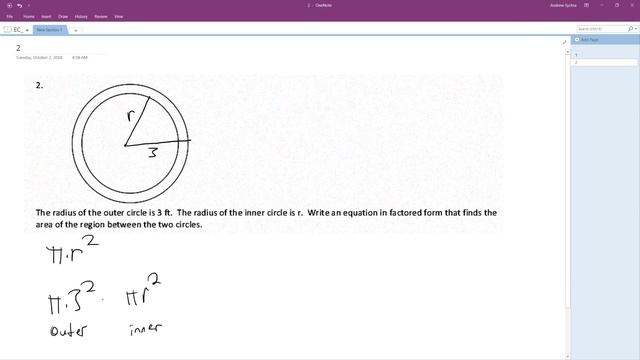 The radius of the outer circle is 3 ft. The radius of the inner circle is r. смотреть онлайн