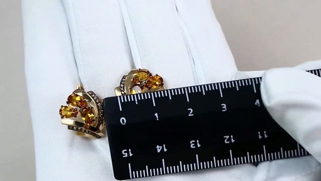 Золотые серьги Александра с фианитом и цитрином кл2564а-6ск-ш смотреть онлайн