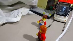 LEGO STOP MOTION animation with Dickie Toys City Liner Tram Dickie Toys Train Articulated Trolleybu