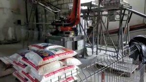 Bag palletizing for flour production. Роботизированная укладка мешков с мукой на поддон
