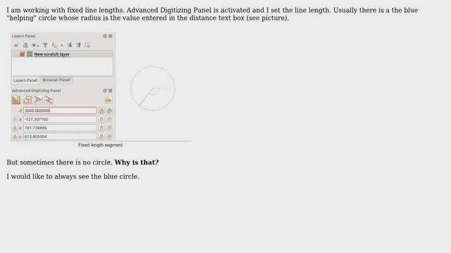 GIS: Fixed length line segment in QGIS: why does helping circle not appear always? смотреть онлайн
