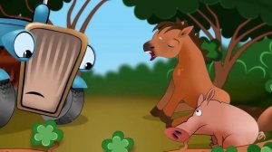 Синий трактор и бык забияка