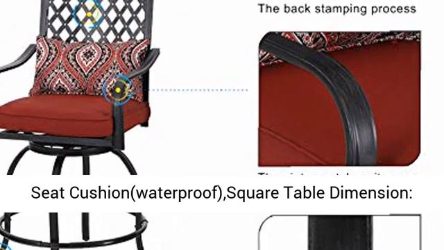 PHI VILLA Outdoor Extra Wide Height Swivel Bar Stools Arms Chairs and Table Set 3 - Overview смотреть онлайн