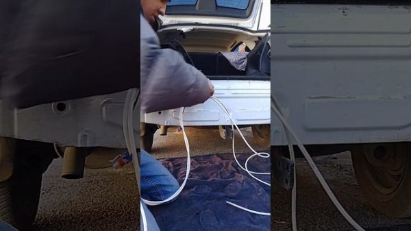 Гранта лифтбек. Заводим кабель для розетки фаркопа в кузов.