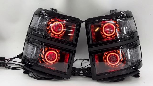 2014-2015 Chevrolet Silverado 1500 RGBW Custom Retrofit Quad Halo Projector LED Headlights смотреть онлайн