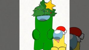 Fortegreen with mini yellow playing with among us Christmas tree  (idea-Monik_Kit)