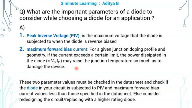 2 What are important parameters of a diode to consider while choosing a diode for an application смотреть онлайн